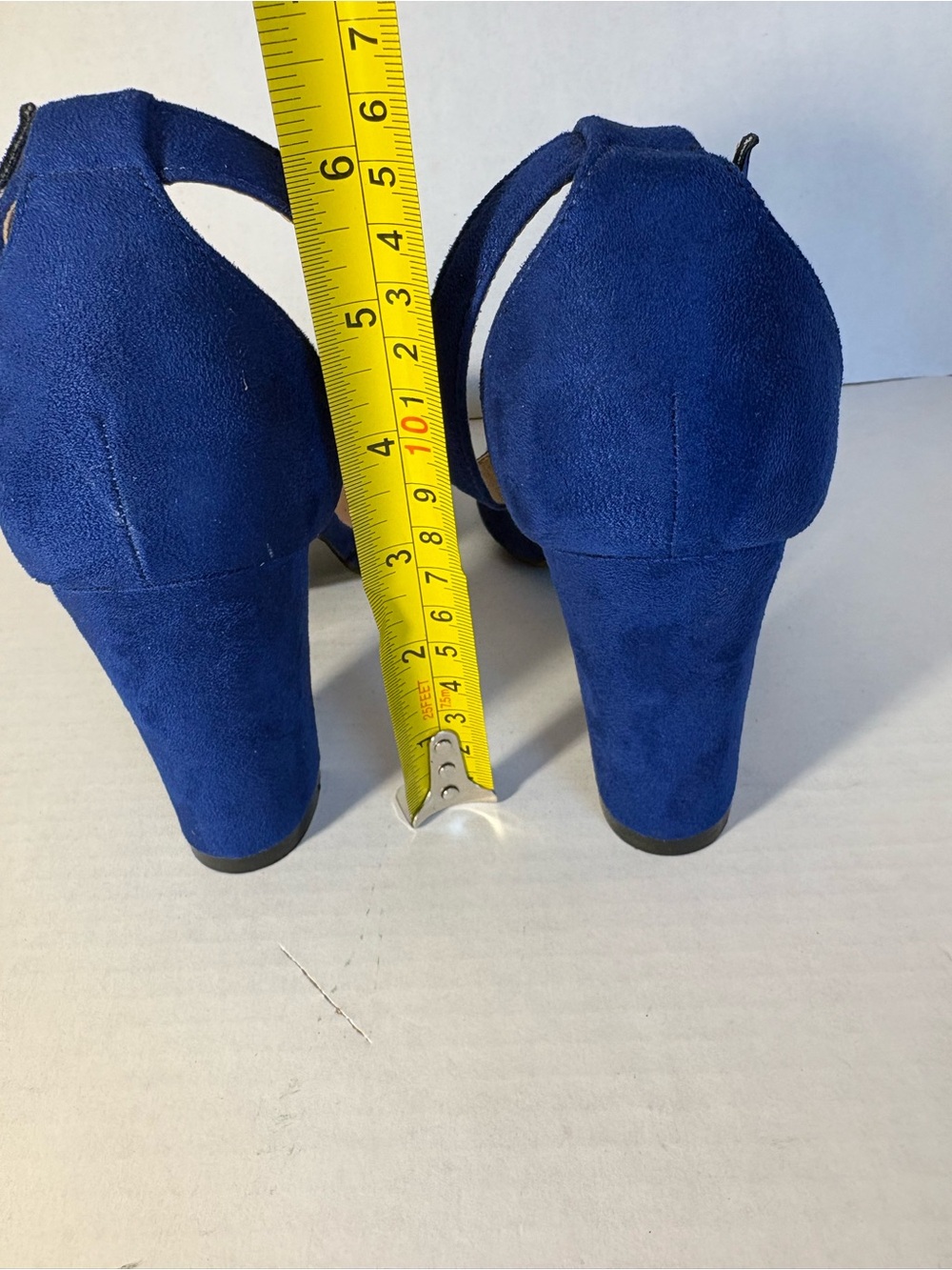 Forever Royal Blue Faux Suede D'Orsay Ankle Strap Heels Size 10 - Picture 9 of 10